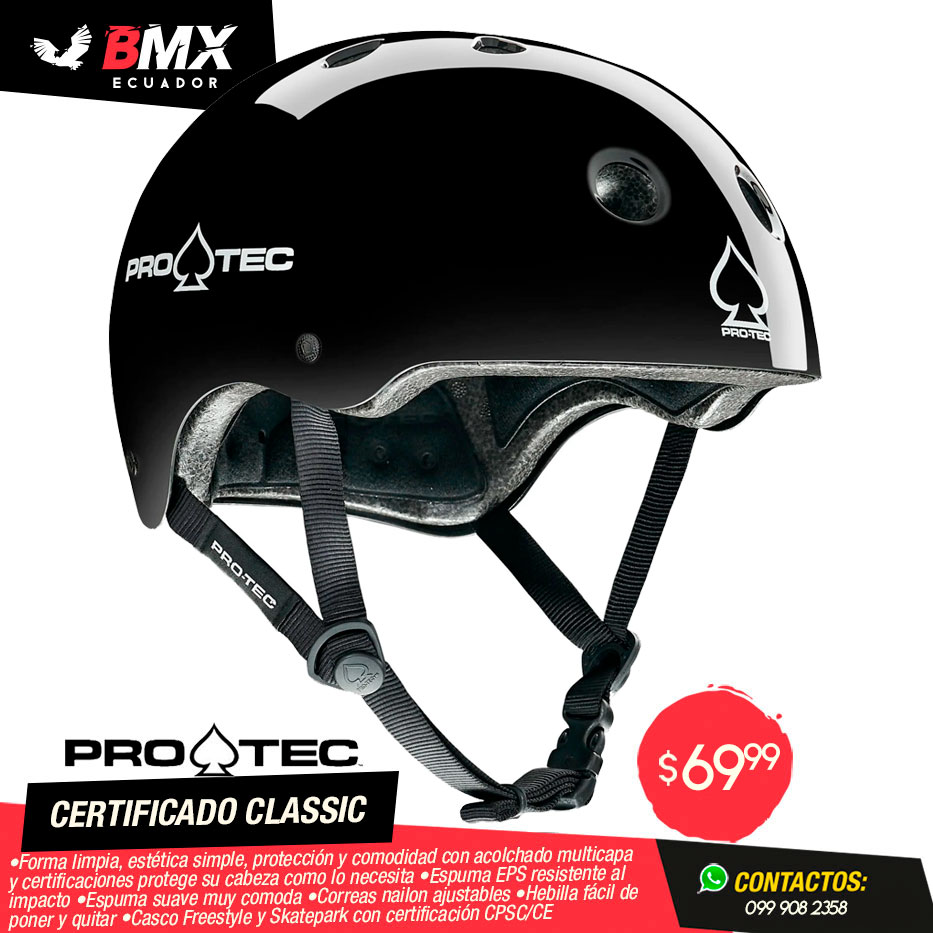 CASCO PRO-TEC “CERTIFICADO CLASSIC” NEGRO GLOSS
